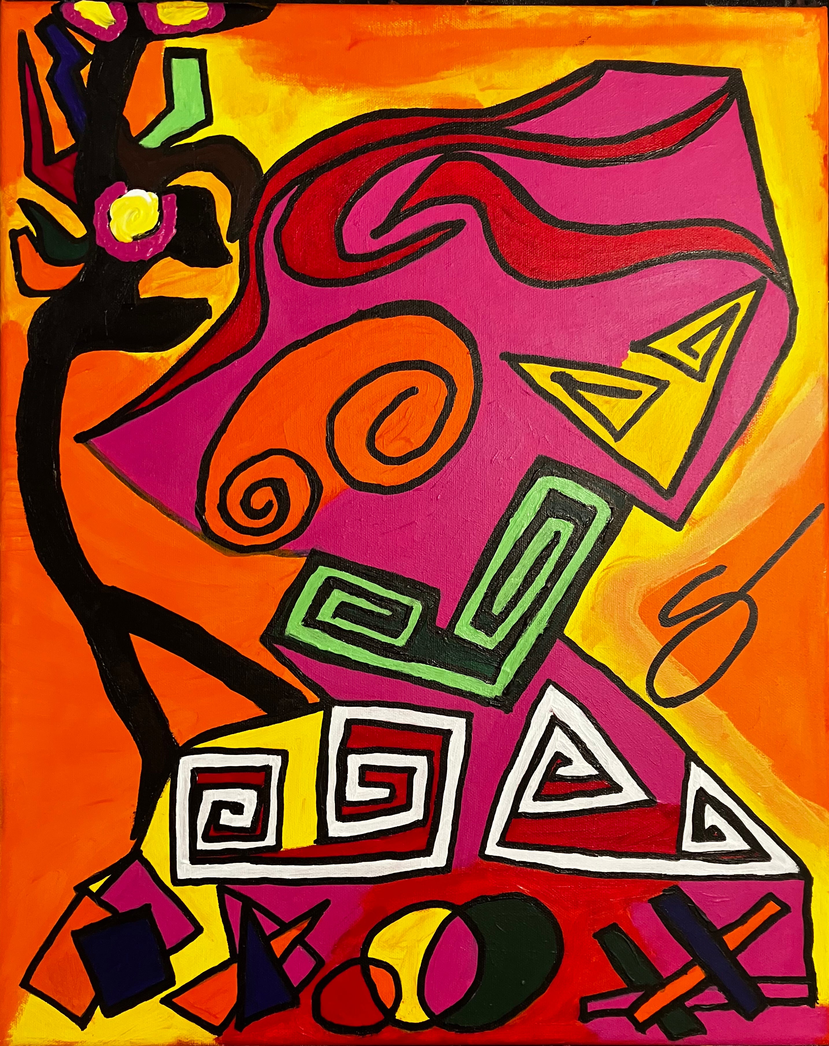 Worshipper Of Shapes; 16x20 inch acrylic canvas
