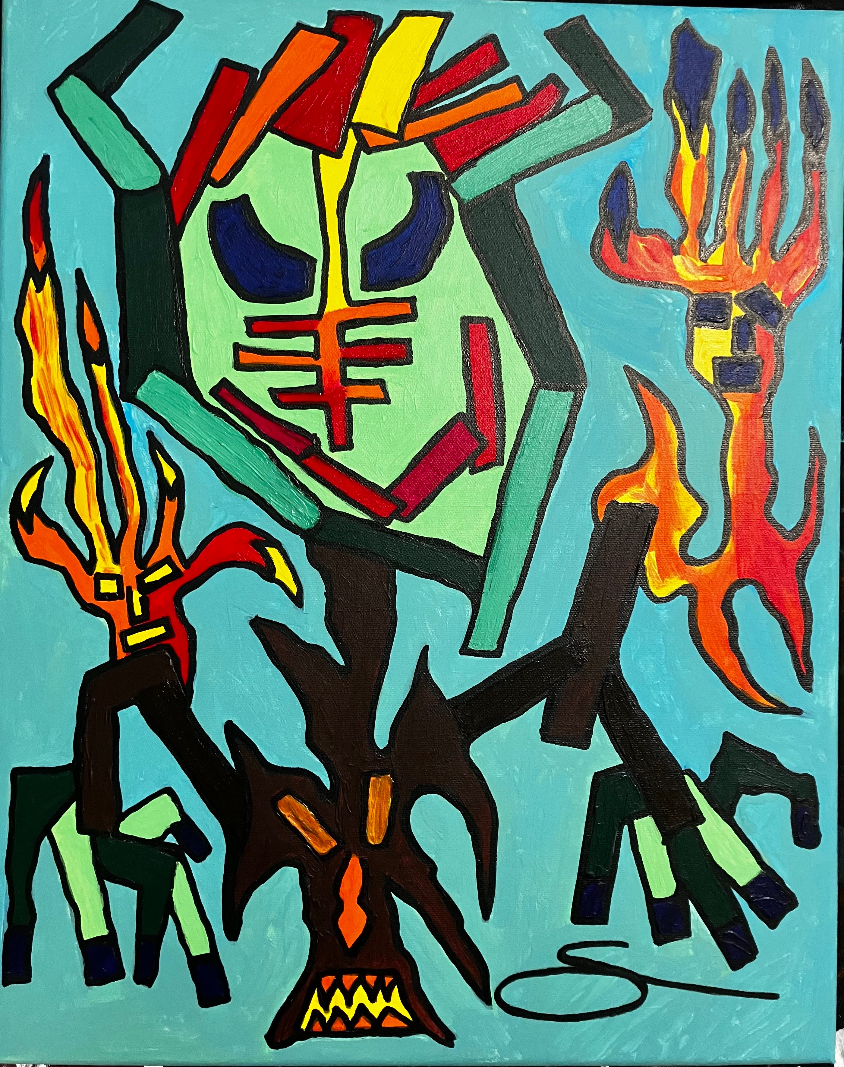 Brown;16x20 inches acrylic canvas
