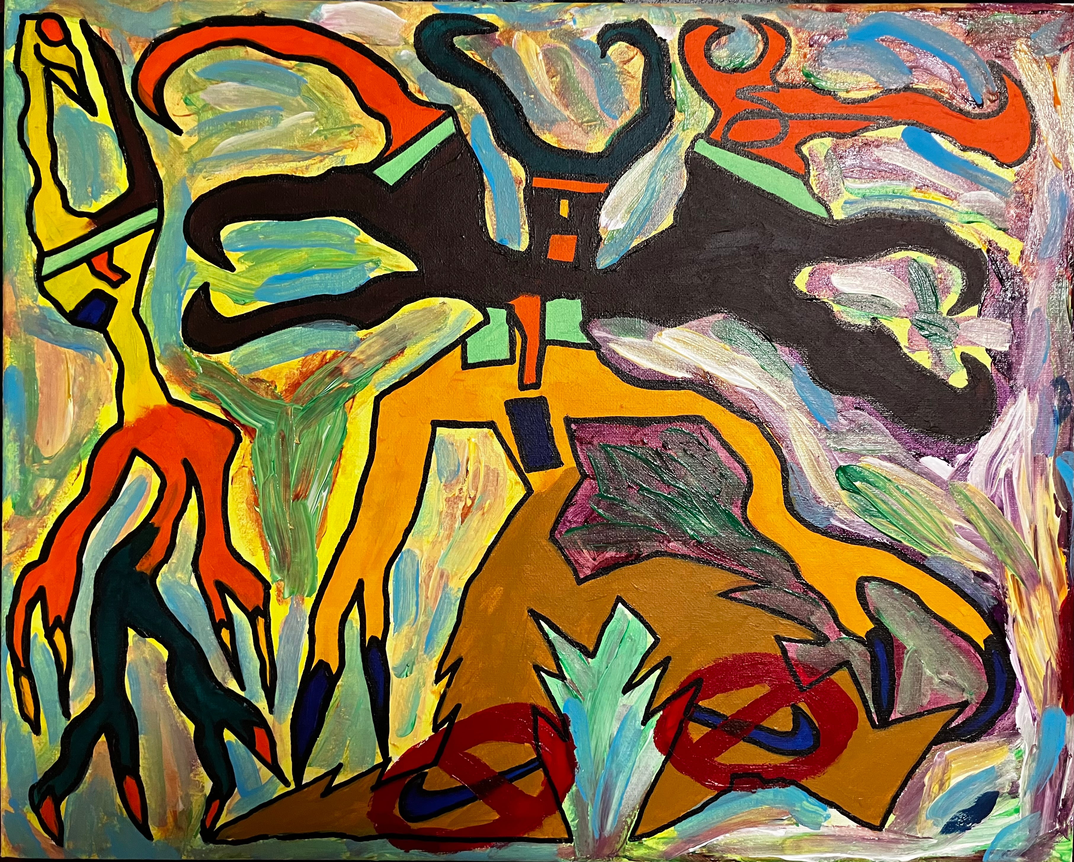 Crocodile; 16x20 inch acrylic canvas