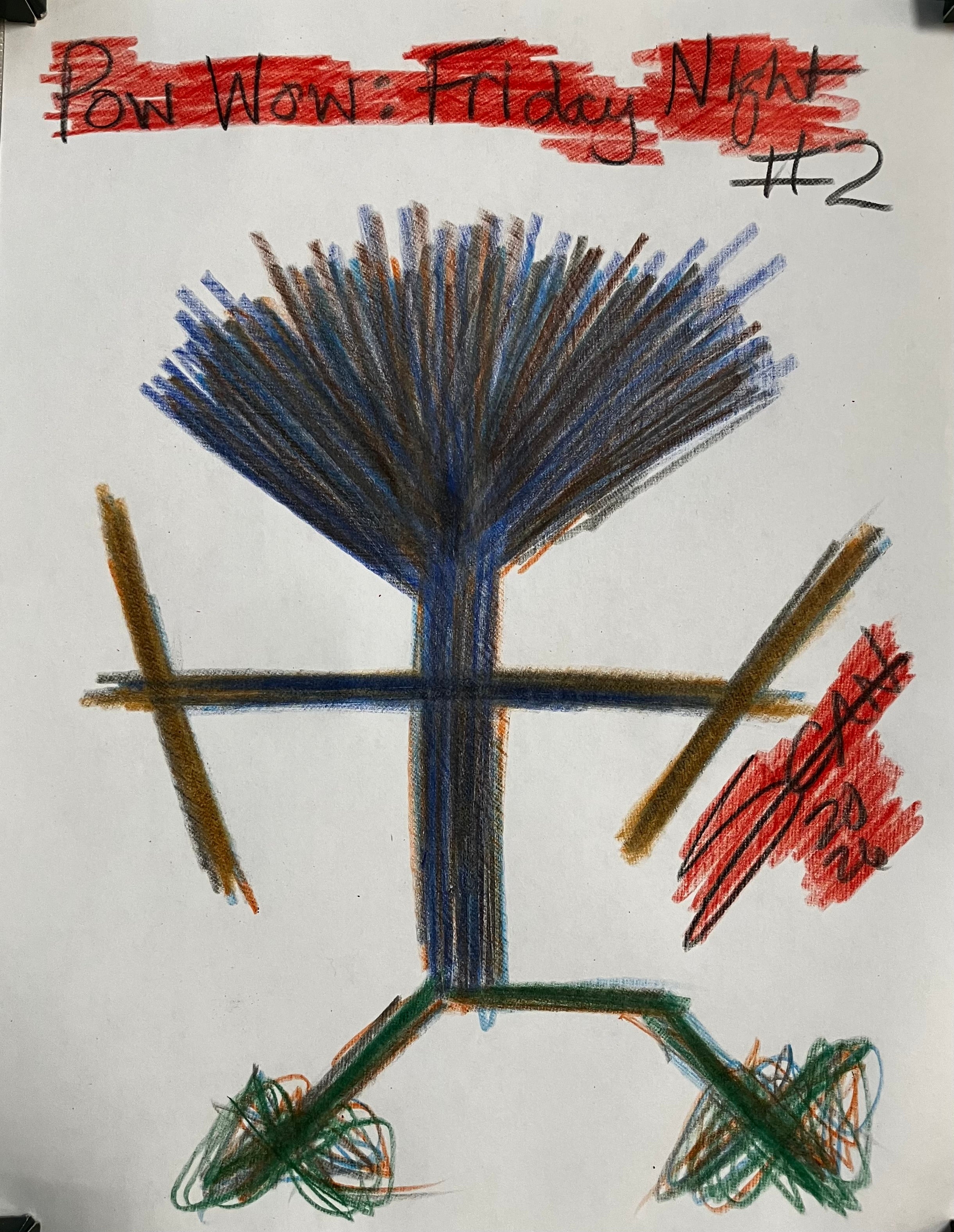 Pow Wow: Friday Night #1-#3; 8.5x11 inches copier paper; Crayola pencil on