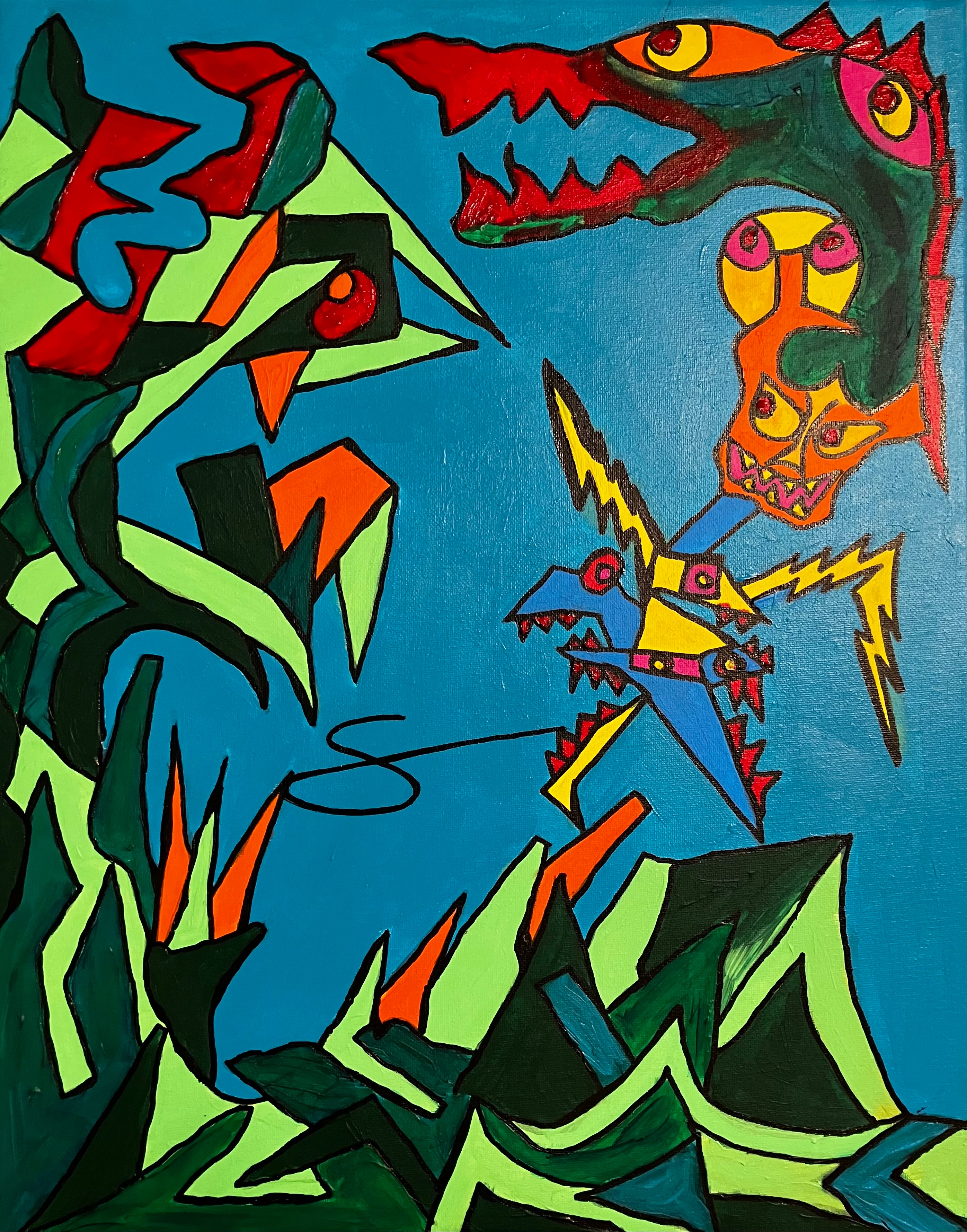 34. Hybrid Imagination (Acrylic paint on 16x20 inch canvas; ready to hang)