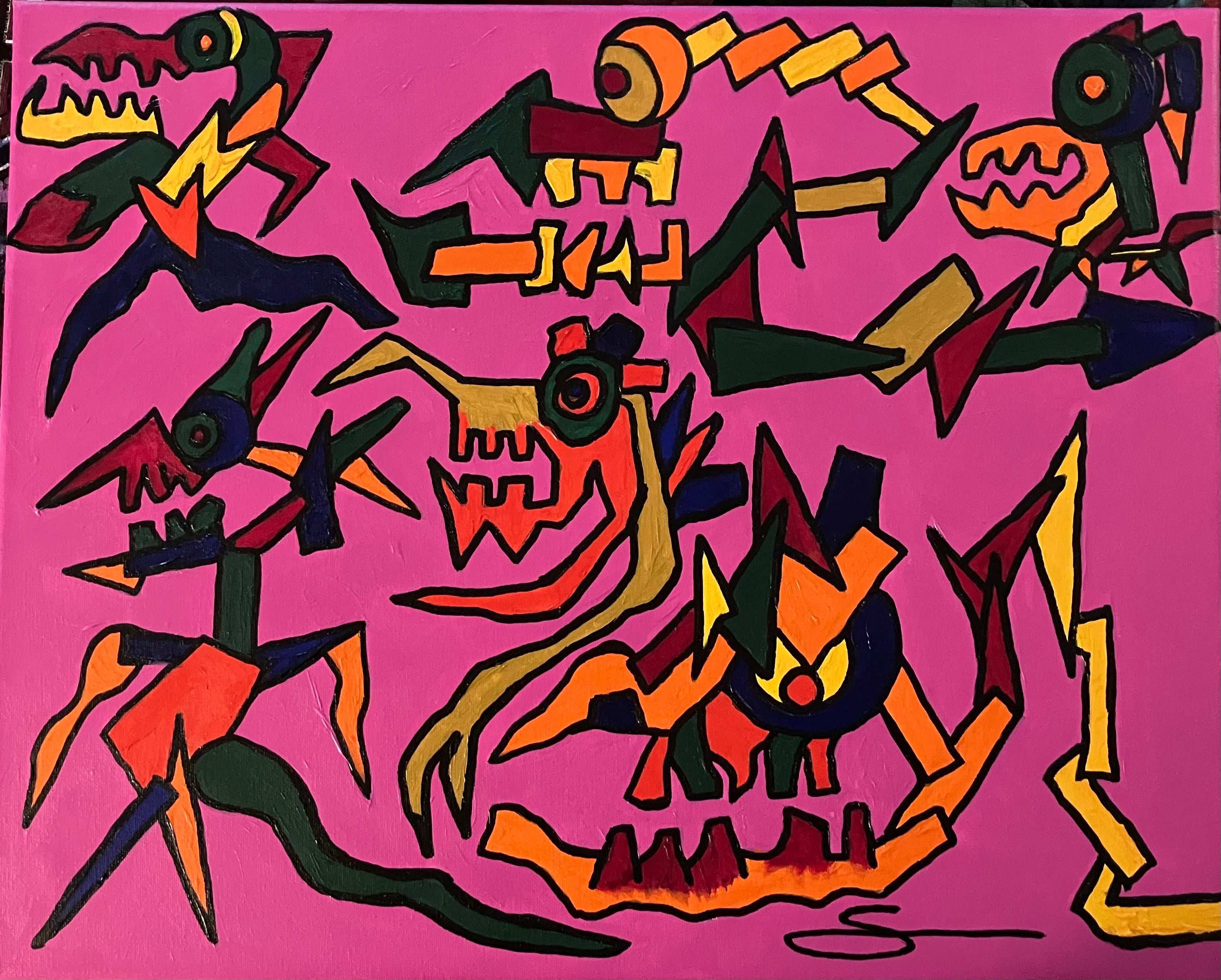 38. Ochre (Acrylic paint on 16x20 inch canvas; ready to hang)