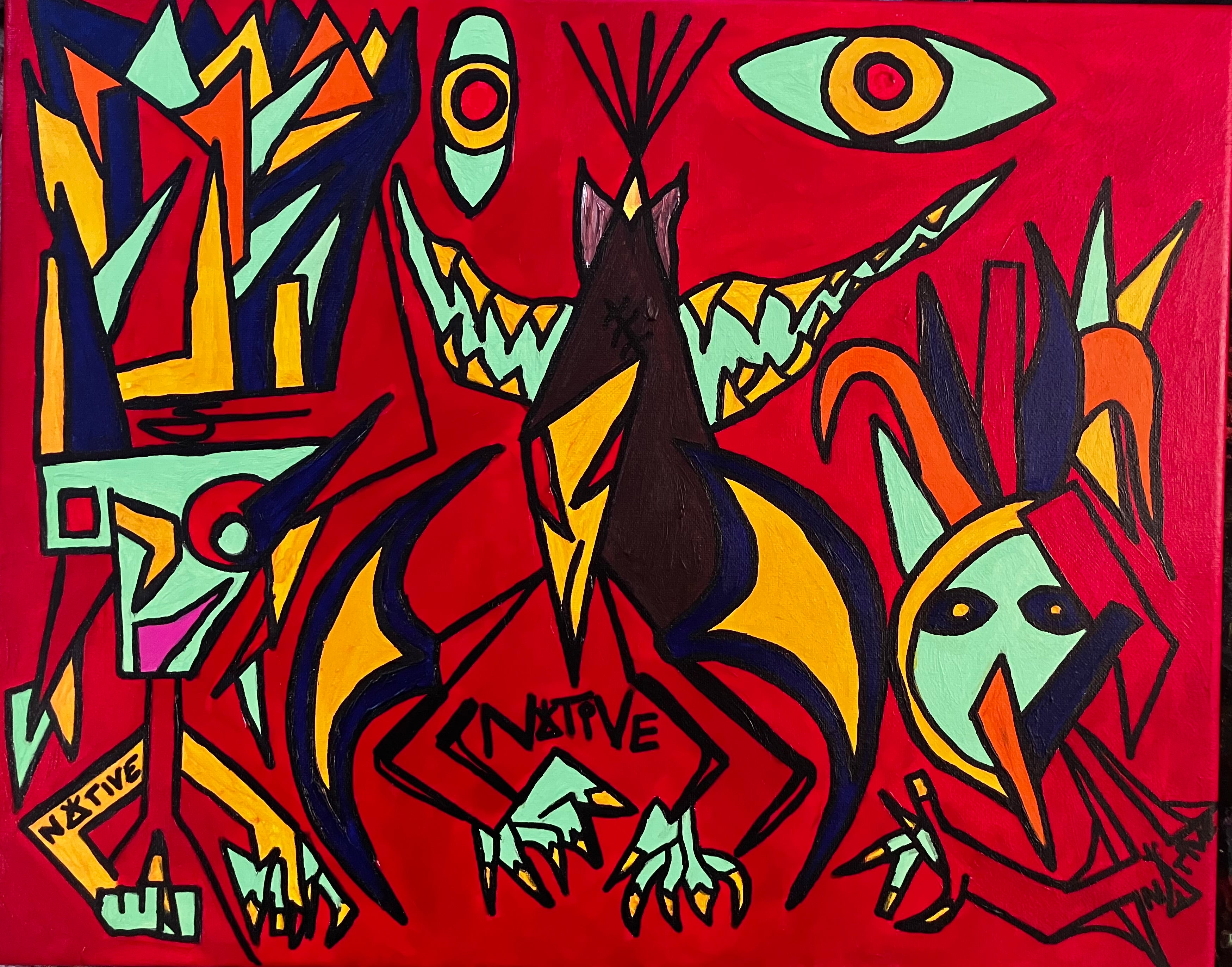 42. Indian Home (acrylic on 16x20 inch canvas; ready to hang)