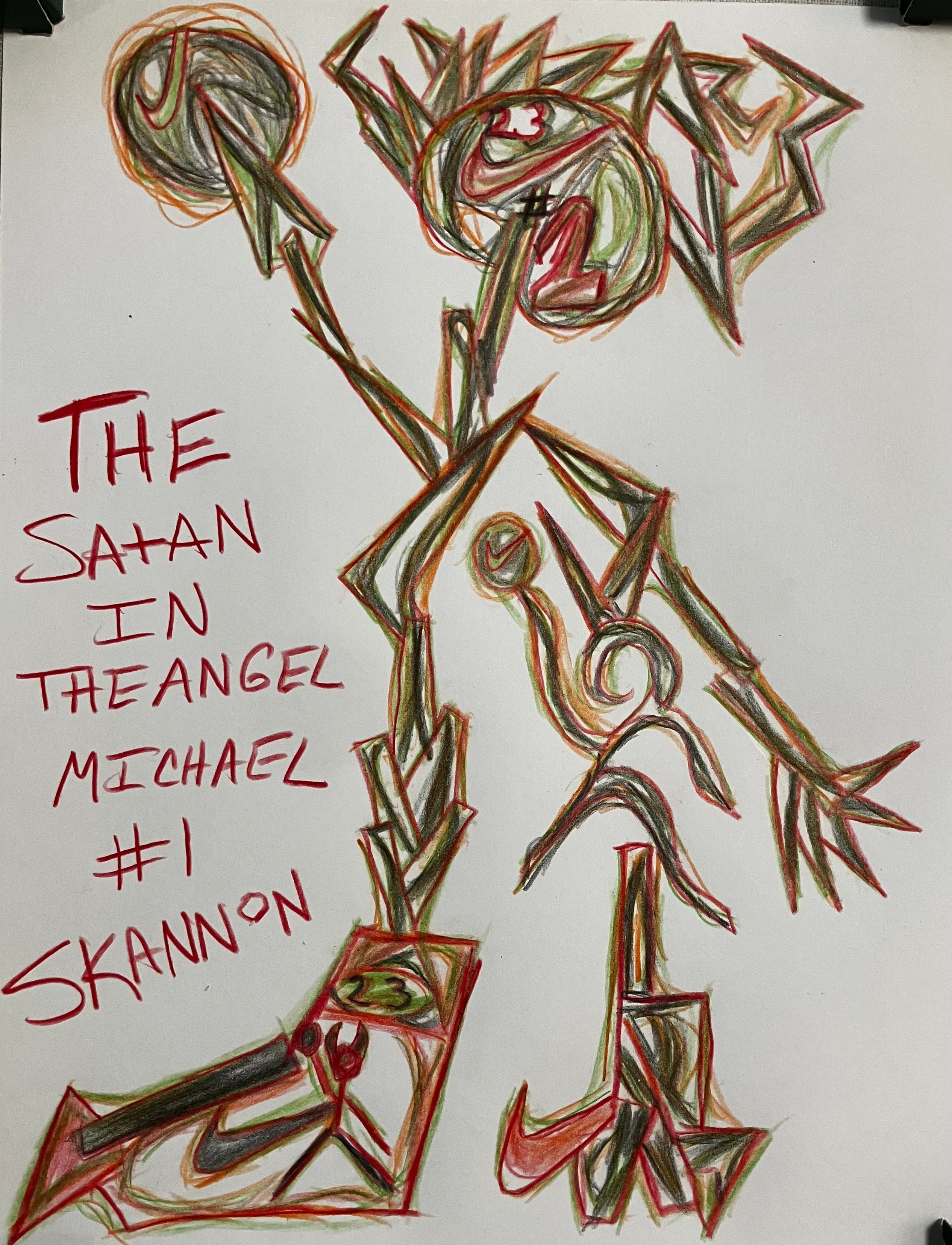 The Satan In The Angel Michael #1 created and owned by SKANNON. Original Crayola colored pencil on 8.5x11 inch premium card stock