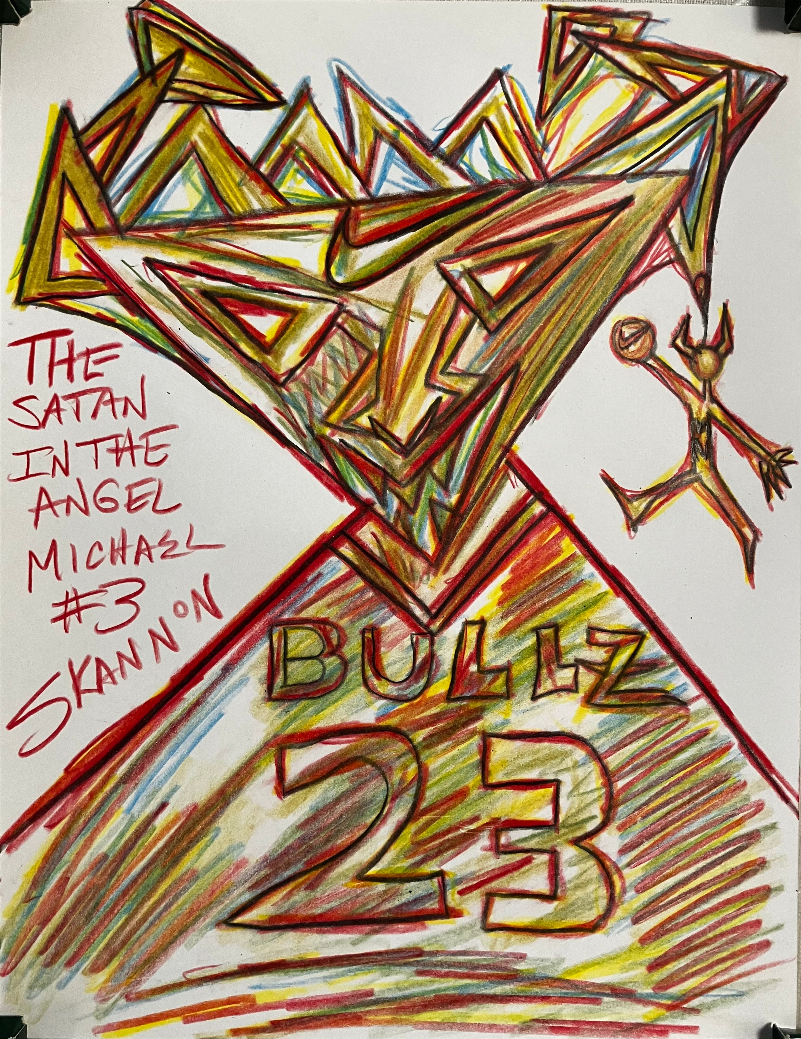 The Satan In The Angel Michael #3 created and owned by SKANNON. Original Crayola colored pencil on 8.5x11 inch premium card stock