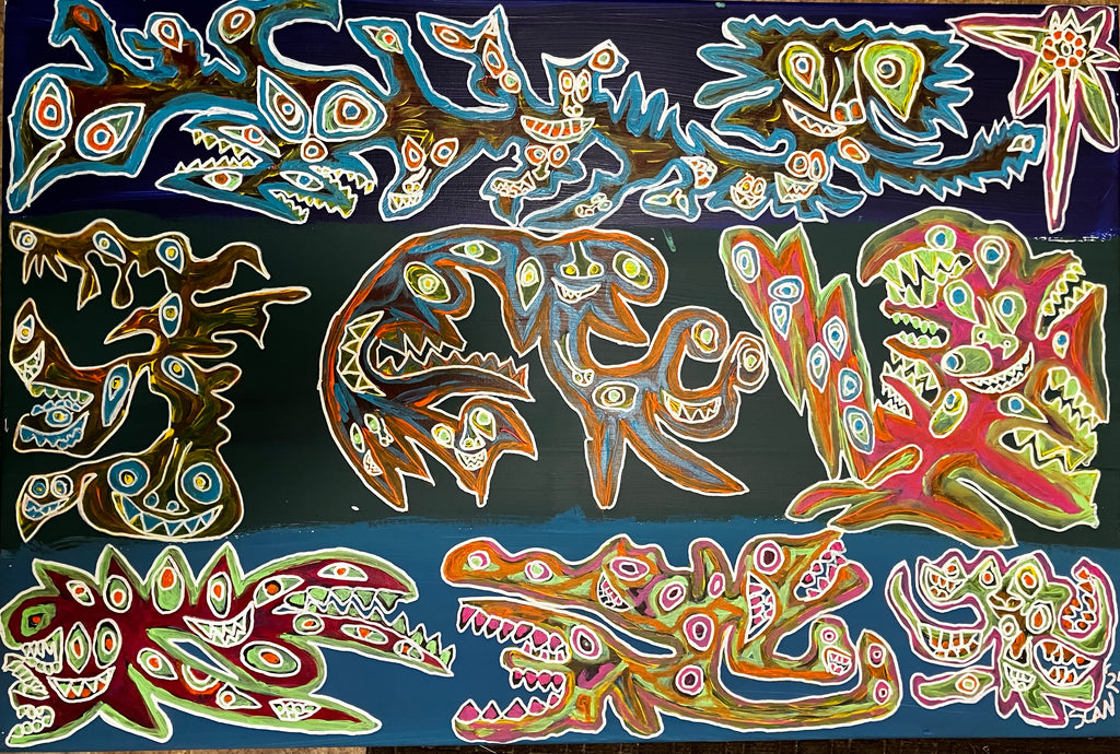 Three Elemental Levels acrylic on 24x36 inch canvas; ready to Hang