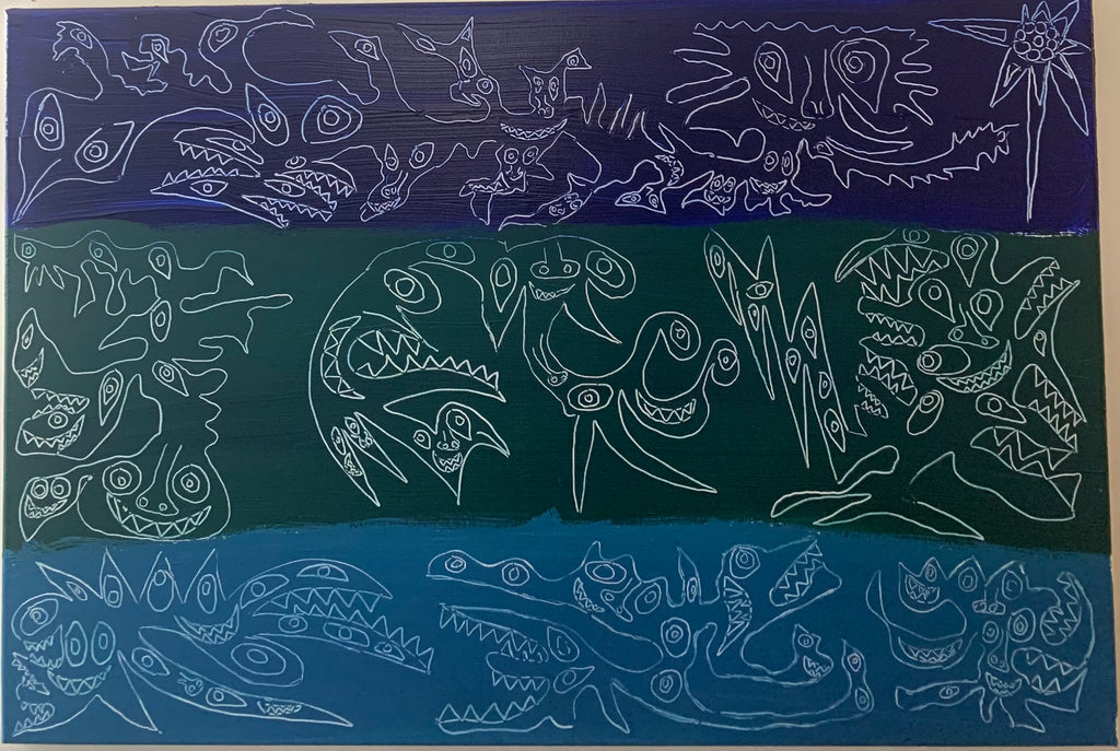 Three Elemental Levels acrylic on 24x36 inch canvas; ready to Hang
